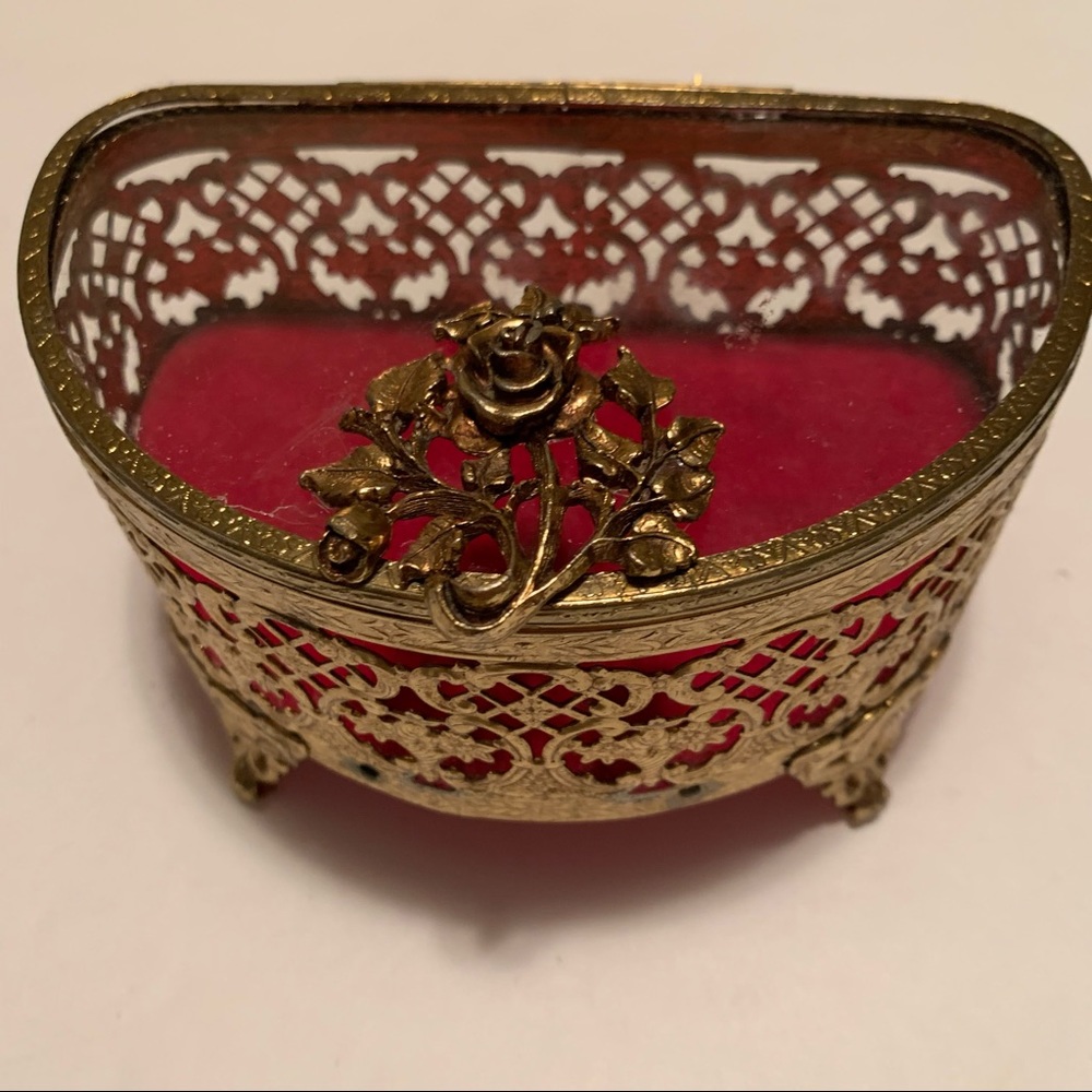 Victorian vintage gold filagree jewelry box
